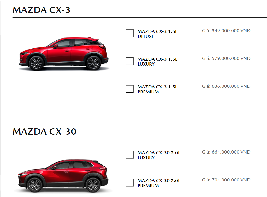 Giá niêm yết Mazda CX-30 giảm 45 triệu đồng