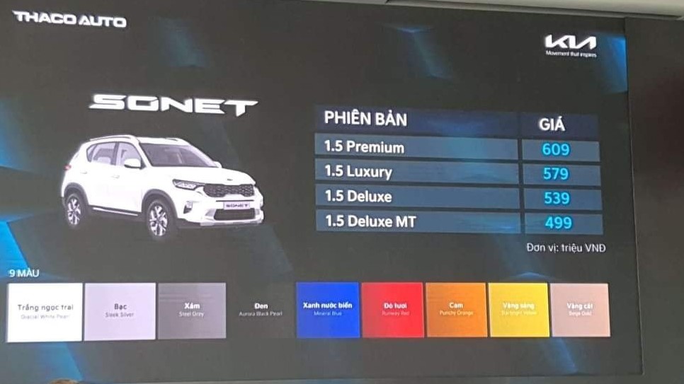 Kia Sonet nhận đặt hàng giá 499-609 triệu đồng, giao xe từ tháng sau