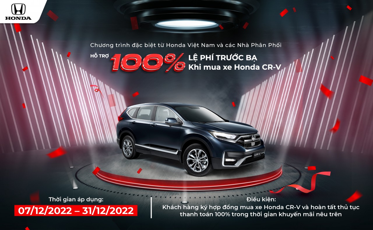 Nhận ngay ưu đãi 100% lệ phí trước bạ khi mua Honda CR-V