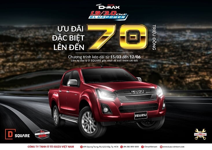 isuzu d max thiet ke co bap cuc nam tinh uu dai khung len den 70 trieu dong cho 300 xe dau tien