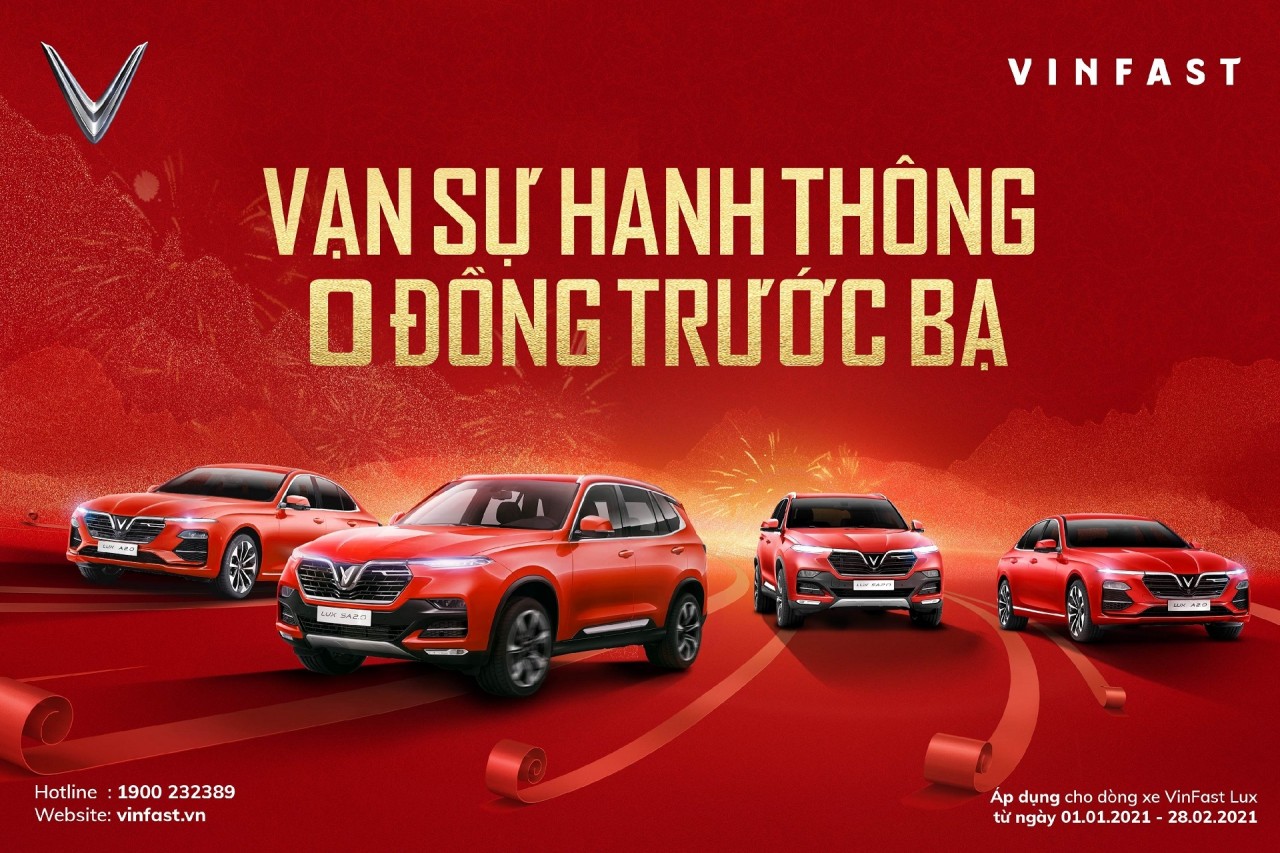 Vinfast gia hạn chính sách “trước bạ 0 đồng” cho xe Lux A2.0 và Lux SA2.0