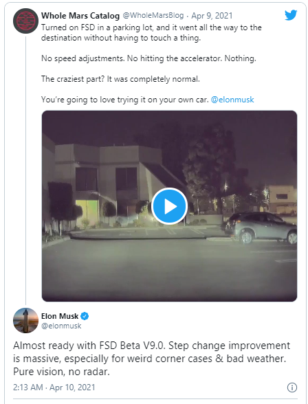 Elon Musk tự tin về hệ thống tự lái Full-Self Driving V9.0