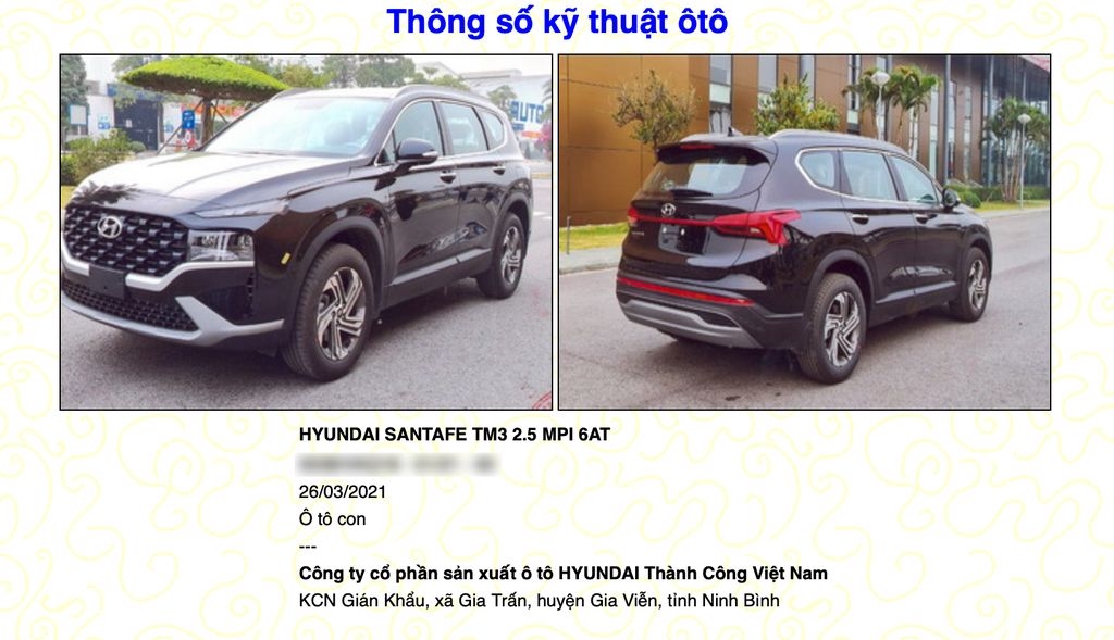 Hyundai Santa Fe 2021 đăng kiểm tại Việt Nam với hai tùy chọn động cơ