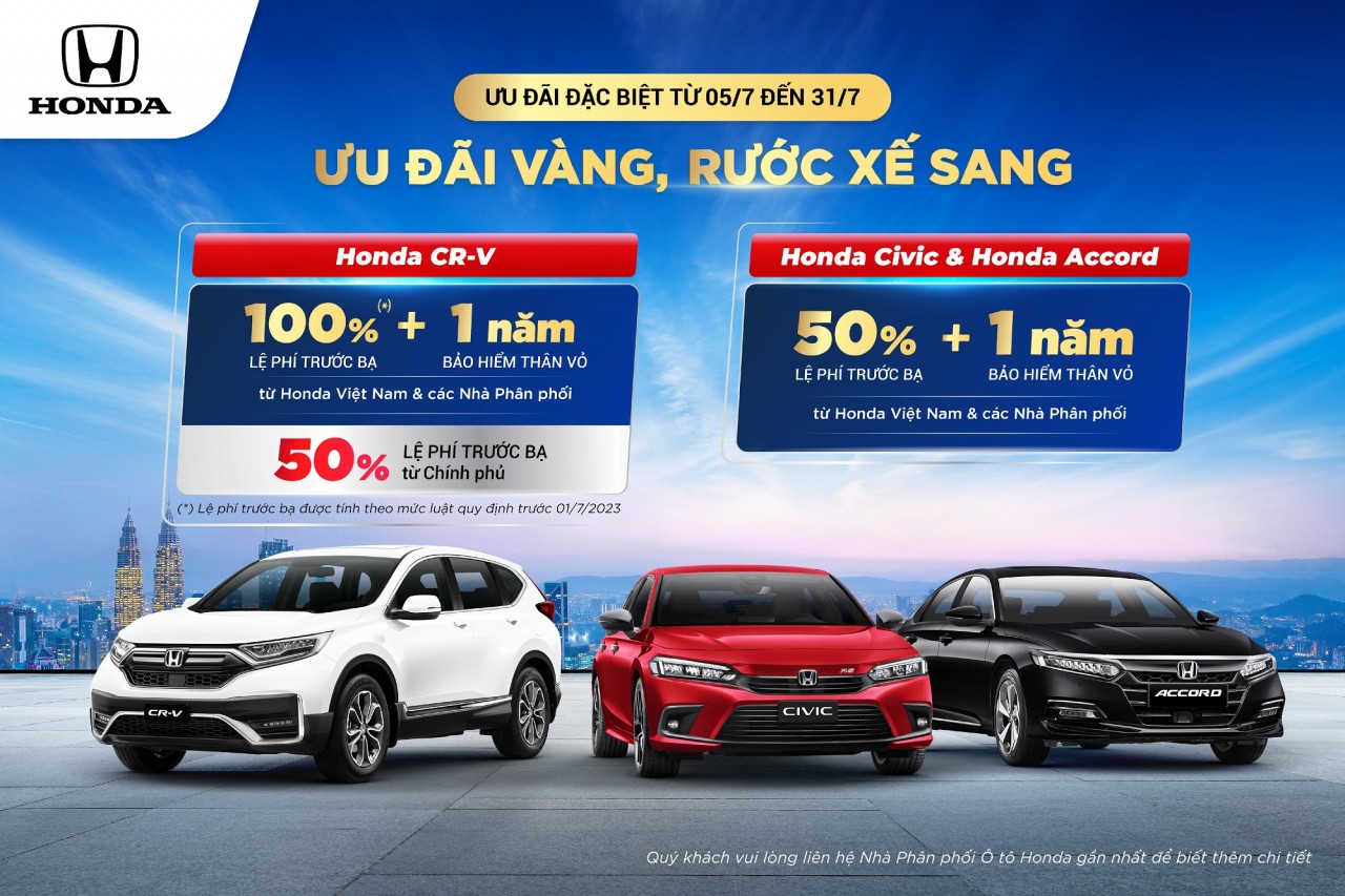 Honda hỗ trợ lệ phí trước bạ và bảo hiểm thân vỏ cho ba mẫu xe