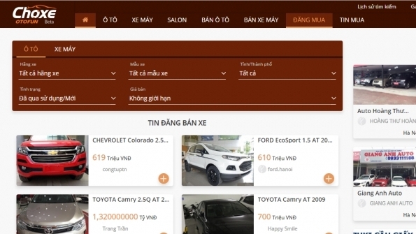 OTOFUN ra mắt chuyên trang mua bán xe Choxeotofun.net