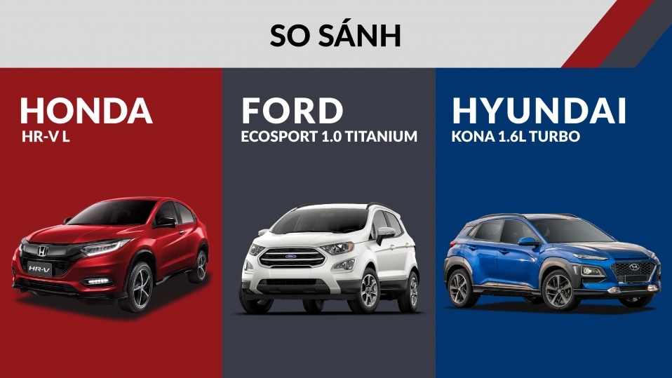 So sánh 3 SUV đô thị cỡ nhỏ: Hyundai Kona, Ford EcoSport và Honda HR-V