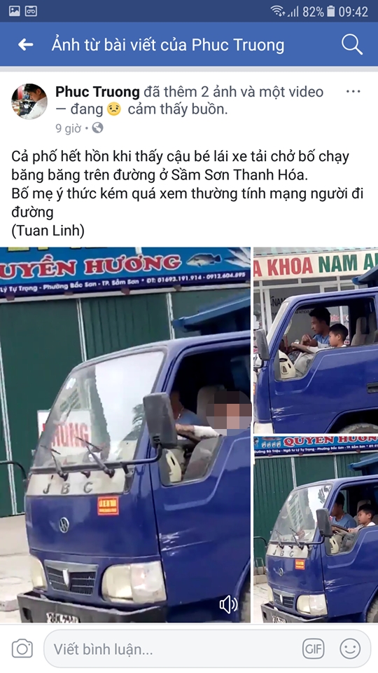 thanh hoa xu phat nguoi dan ong ngoi canh chau be lai xe tai