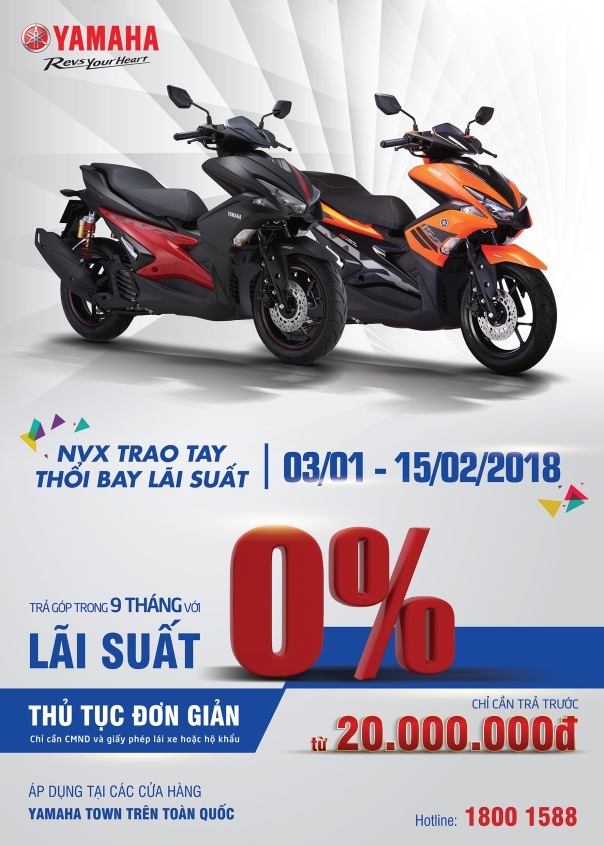 Cơ hội sở hữu “chiến mã” Yamaha NVX với lãi suất chỉ 0% co hoi so huu chien ma yamaha nvx voi lai suat chi 0