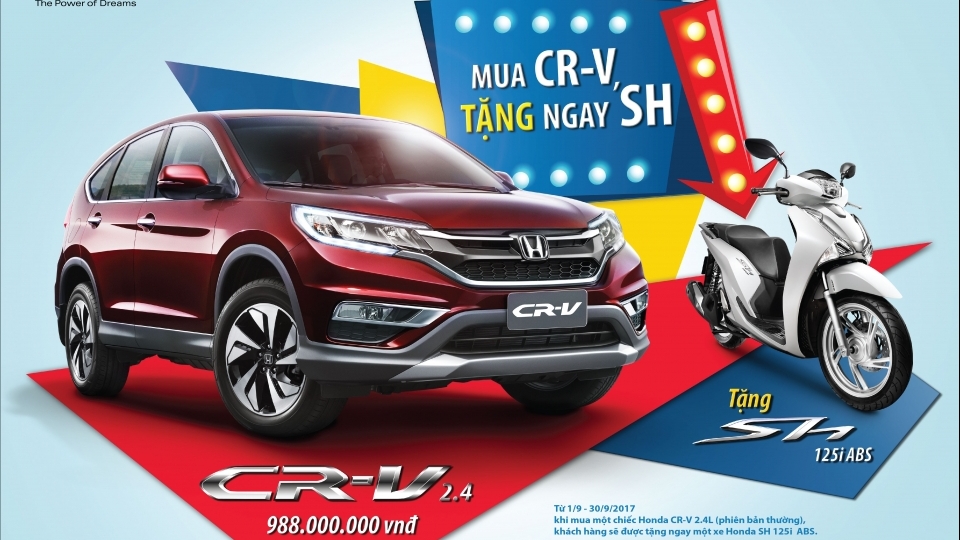 Mua Honda CR-V, nhận ngay xe máy SH 125i