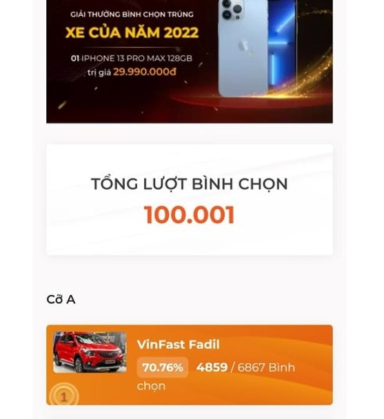 XE CỦA NĂM 2022: Chương trình chạm mốc 100.000 lượt bình chọn