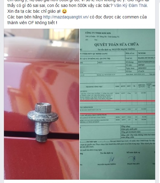 dai ly bao gia oc xa nhot mazda bt 50 gia 500 nghin