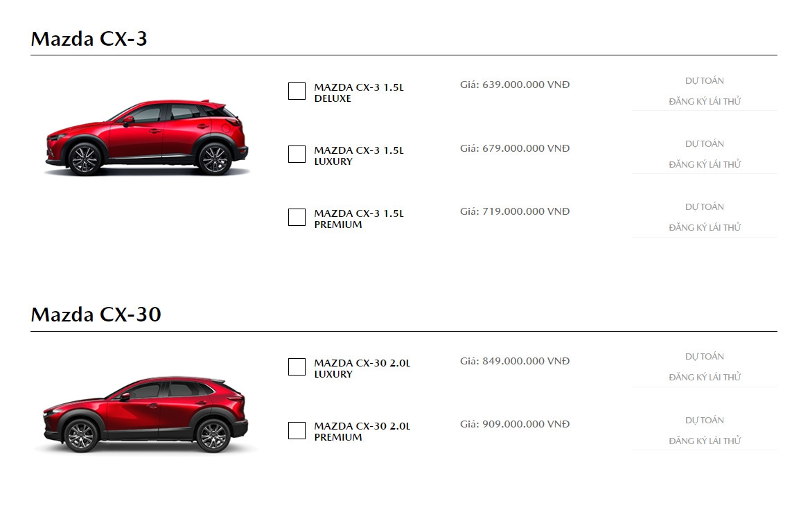 Bộ đôi Mazda CX-3 và CX-30 giảm nhẹ 10 triệu tại đại lý