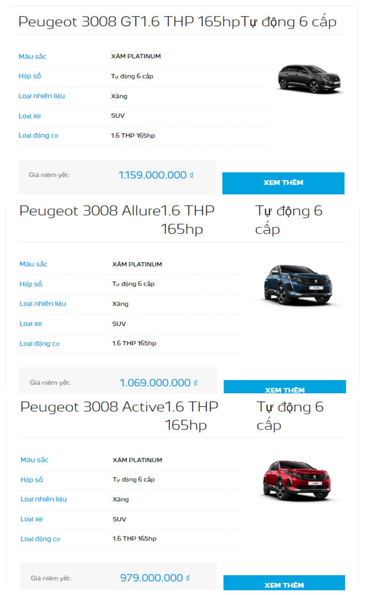 Công bố bảng giá Peugeot mới tại Việt Nam, trong đó một xe giảm hơn 100 triệu đồng