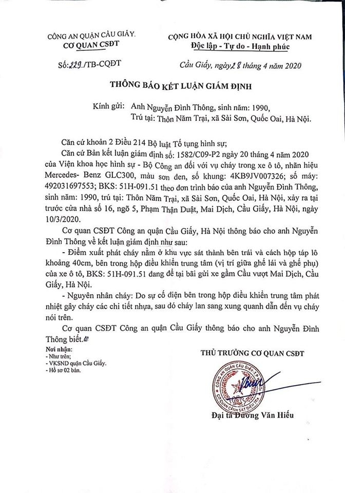 tranh cai xung quanh vu mercedes benz glc 300 dot nhien boc chay khi dang dung