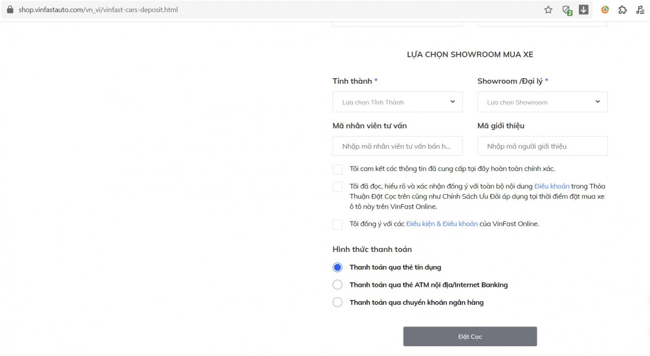VinFast áp dụng hình thức mua xe trực tuyến với tất cả các dòng sản phẩm