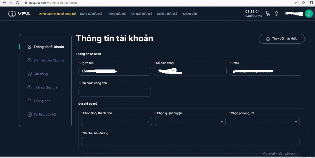 Hướng dẫn đấu giá biển số xe trực tuyến