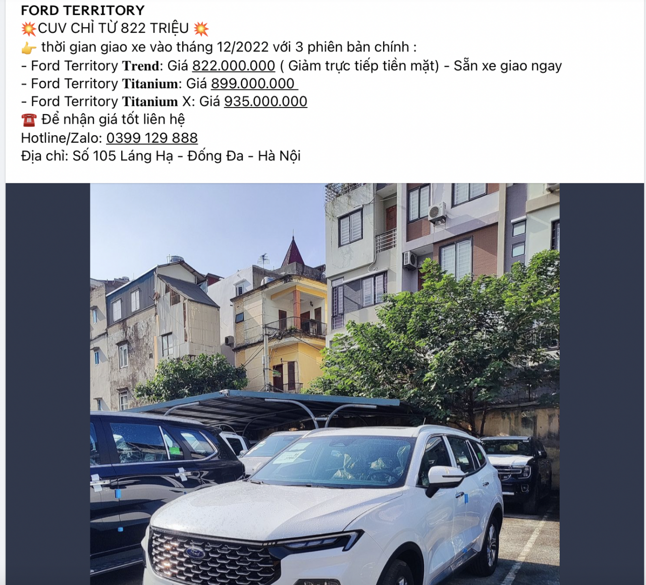 Ford Territory Trend tiếp tục được đại lý giảm 30 triệu đồng và tặng phụ kiện Ford Territory Trend tiếp tục được đại lý giảm 30 triệu đồng và tặng phụ kiện