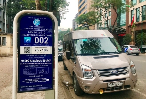 tim diem do xe o ha noi qua ung dung iparking