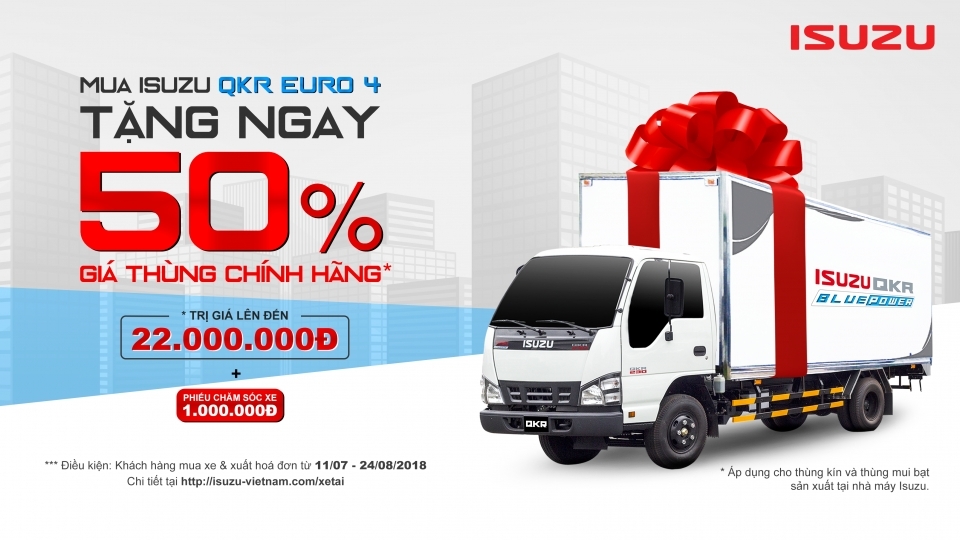 Tậu xe Isuzu QKR Euro 4 Blue Power, nhận ngay 50% giá thùng chính hãng