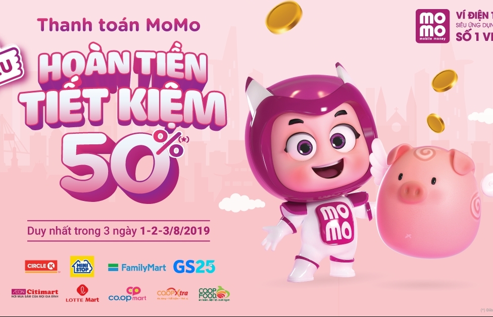 Mở MoMo được hoàn ngay 50% tiền khi đi siêu thị và cửa hàng tiện lợi