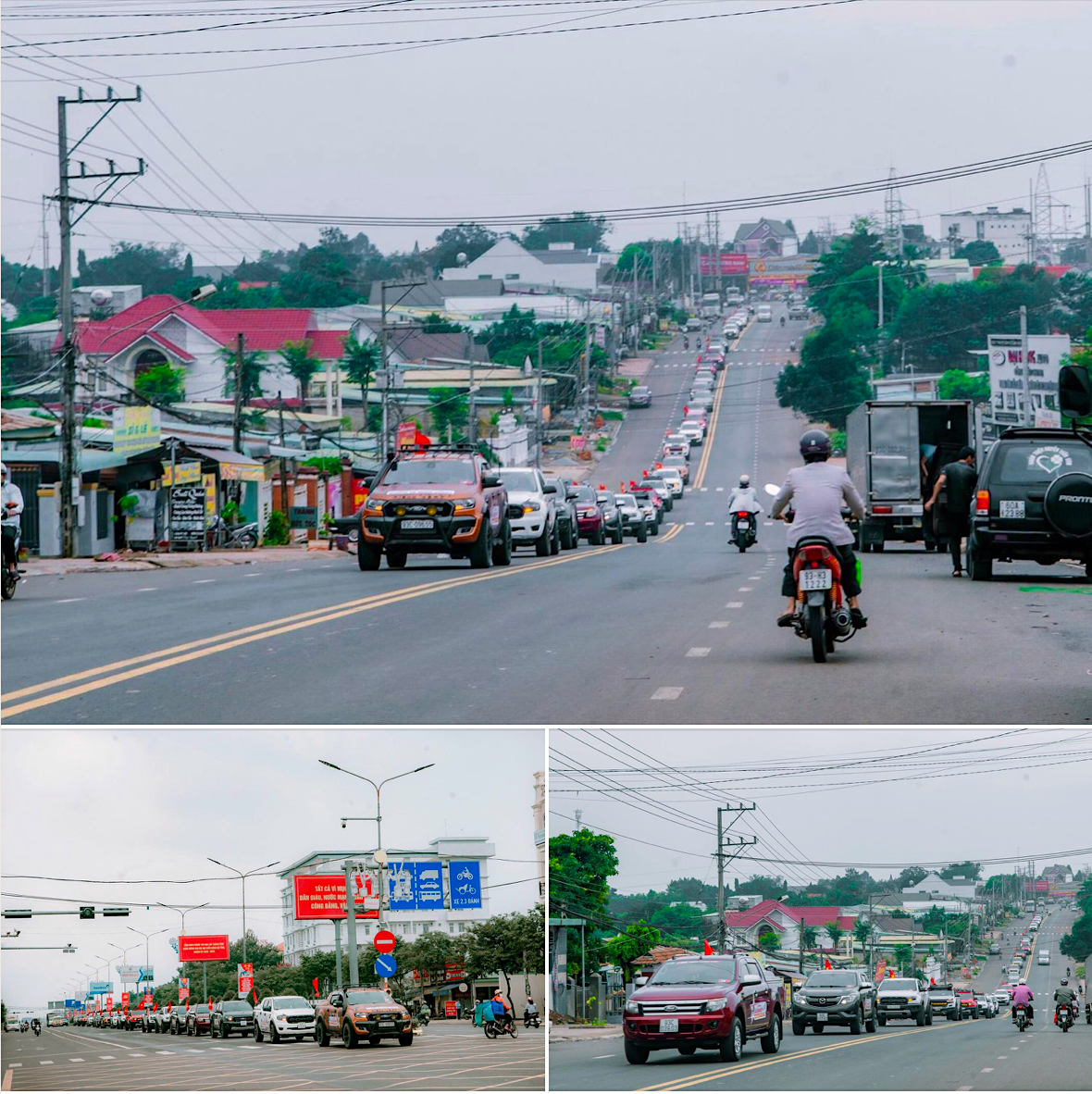 Dàn xe bán tải hào nhoáng được các thành viên Bình Phước Pickup điều khiển cùng diễu hành hoành tráng trên các đường phố tại Bình Phước