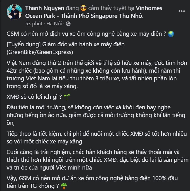 Vingroup sắp ra mắt thêm dịch vụ xe ôm công nghệ chạy bằng xe máy điện?