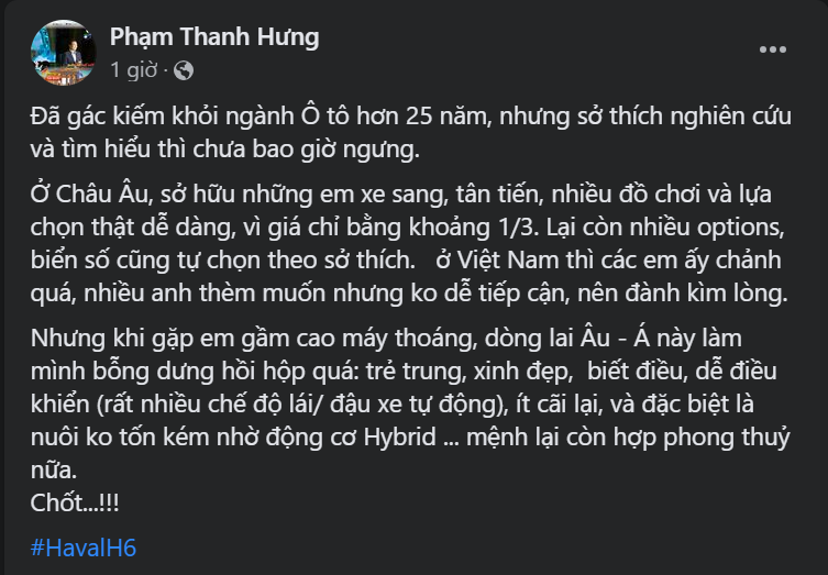 Shark Hưng là khách hàng Việt đầu tiên chốt mua Haval H6