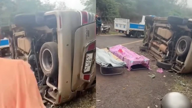 Ô tô 7 chỗ bị lật khiến 2 người tử vong tại Đồng Nai